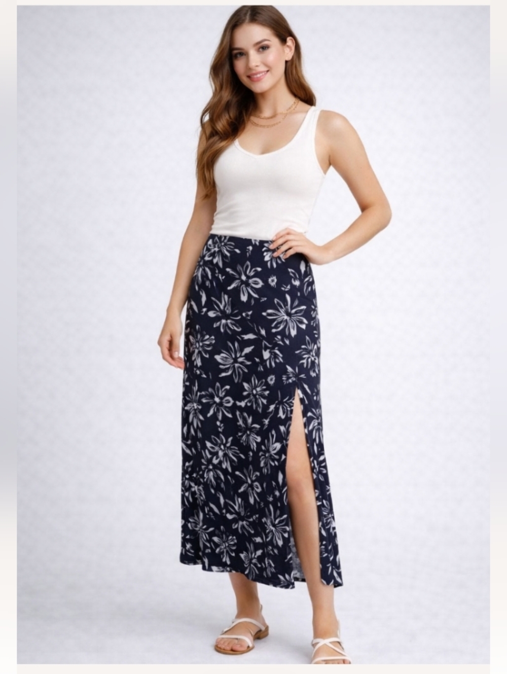 "Lipstik" (S) Like New! Pretty Floral Black & White With Side Slits …